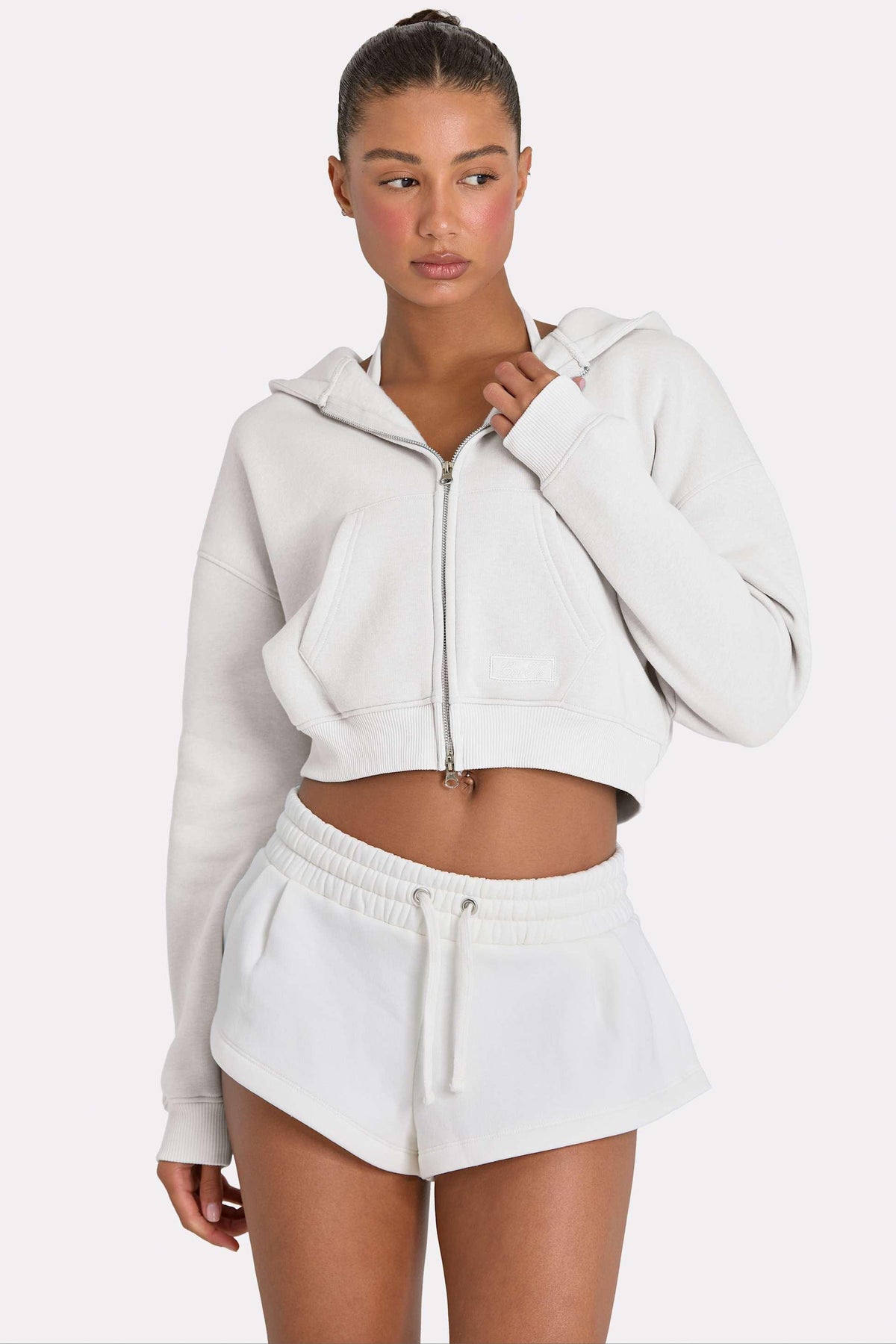 Oversized Zip-up Hoodie In Coconut