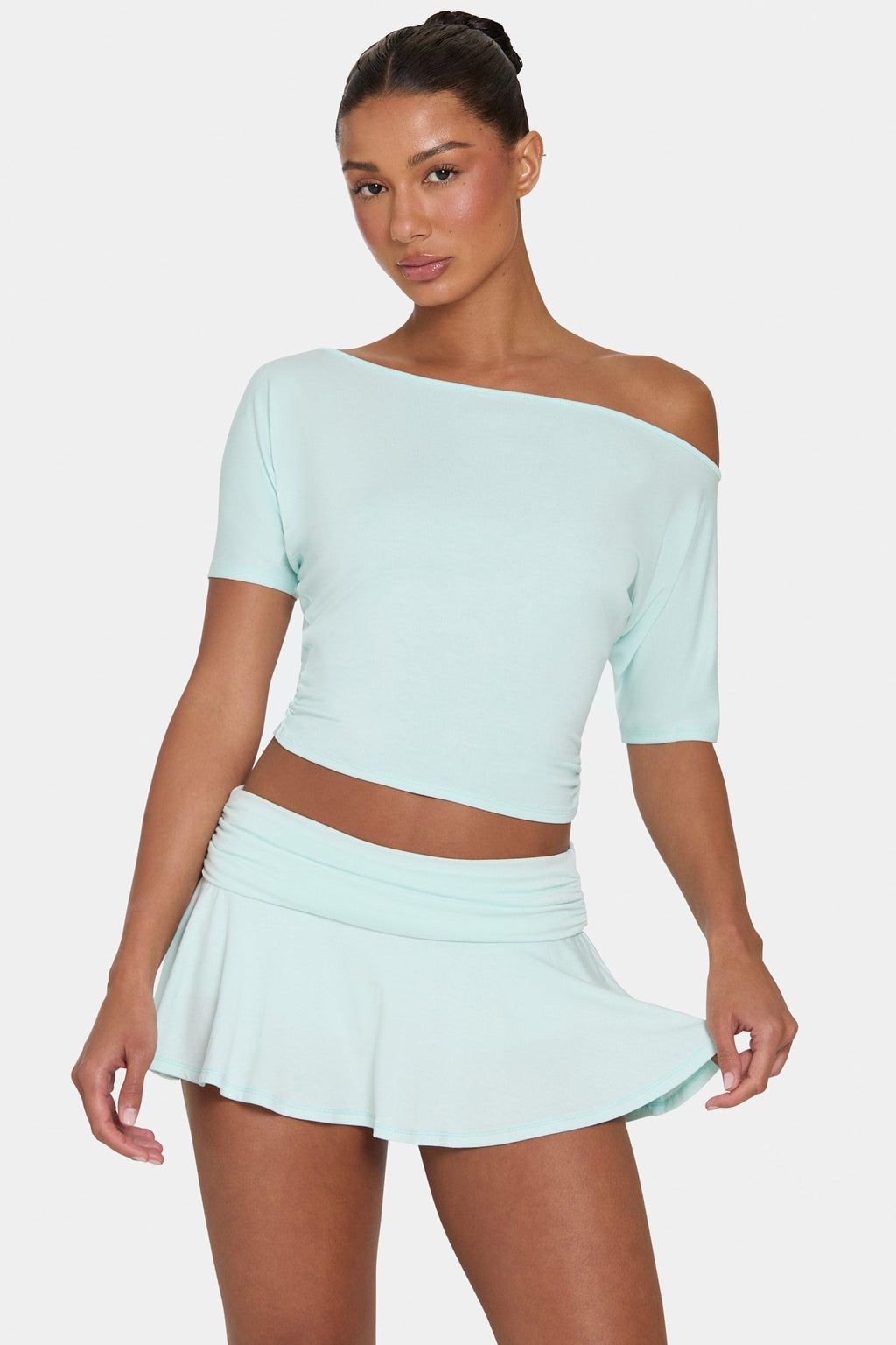 Buttercloud™ Slouchy Off-shoulder Top In Peppermint