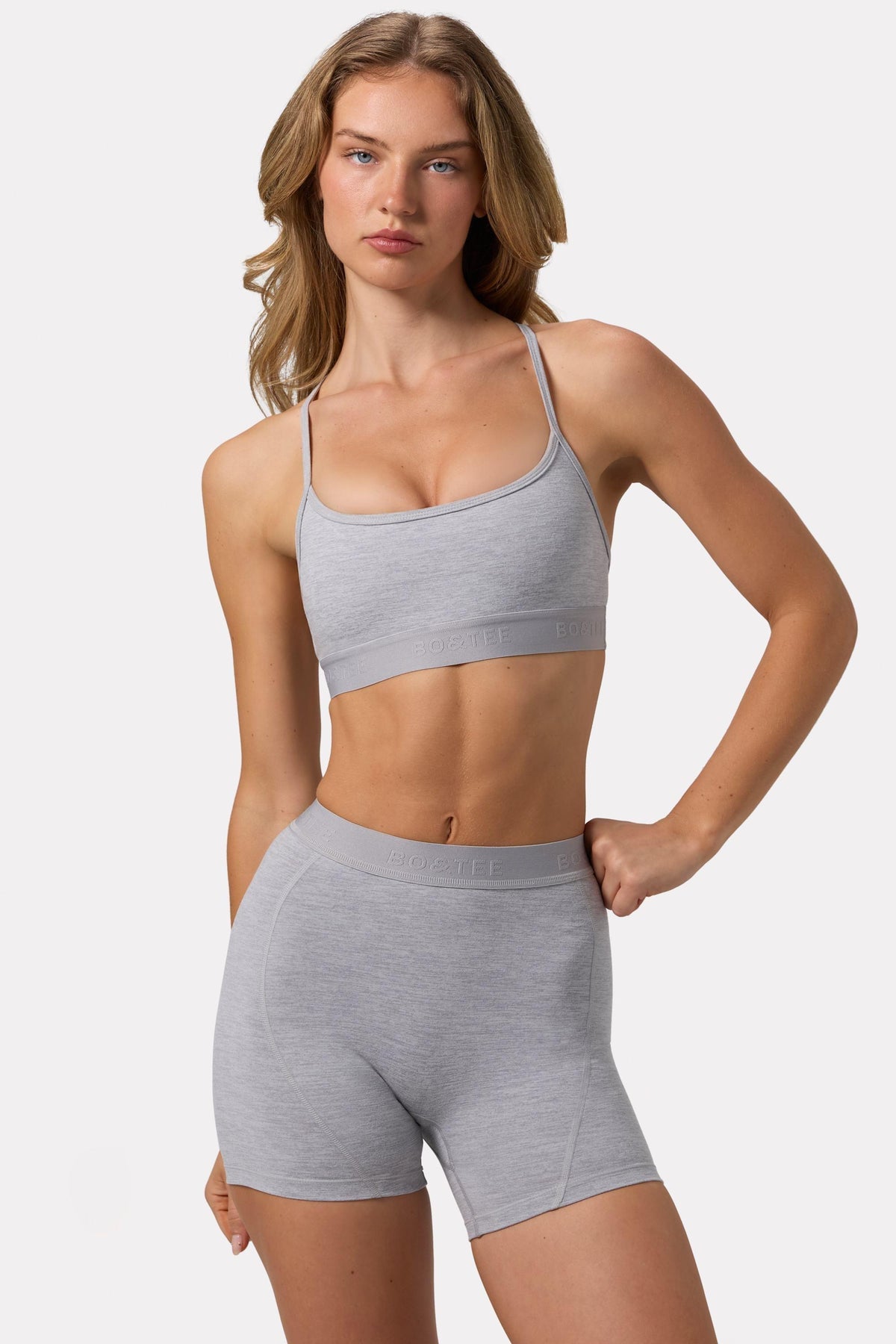 Soft Active Mini Shorts In Grey Marl