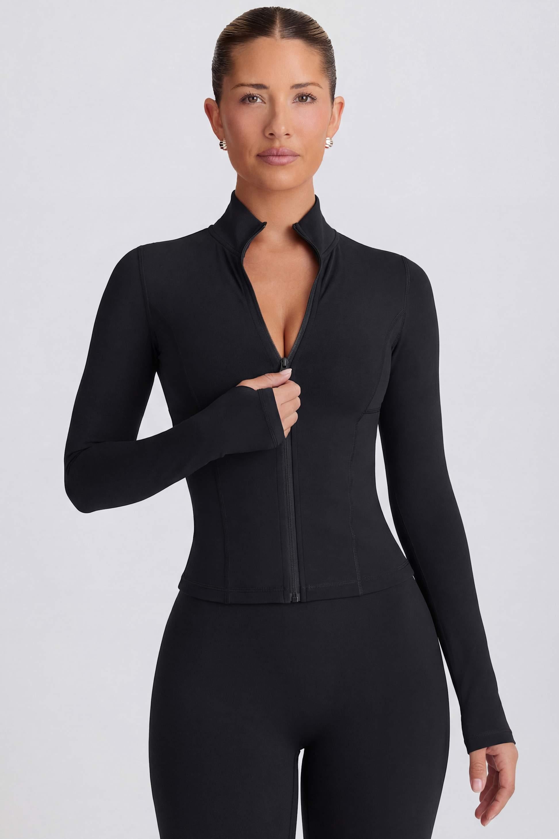 Soft Active Zip-up Jacket In Black
