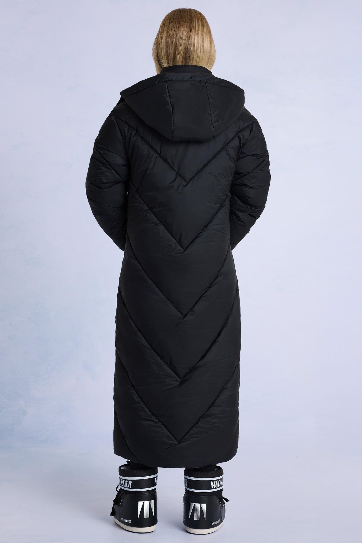 Waterproof Hooded Long Parka Coat In Black