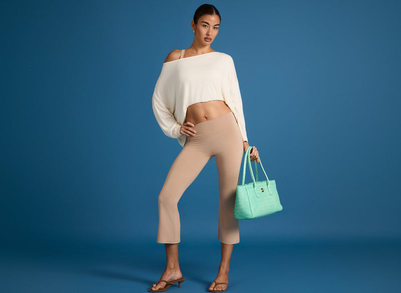 Buttercloud™ Flared Capri Leggings In Oatmeal