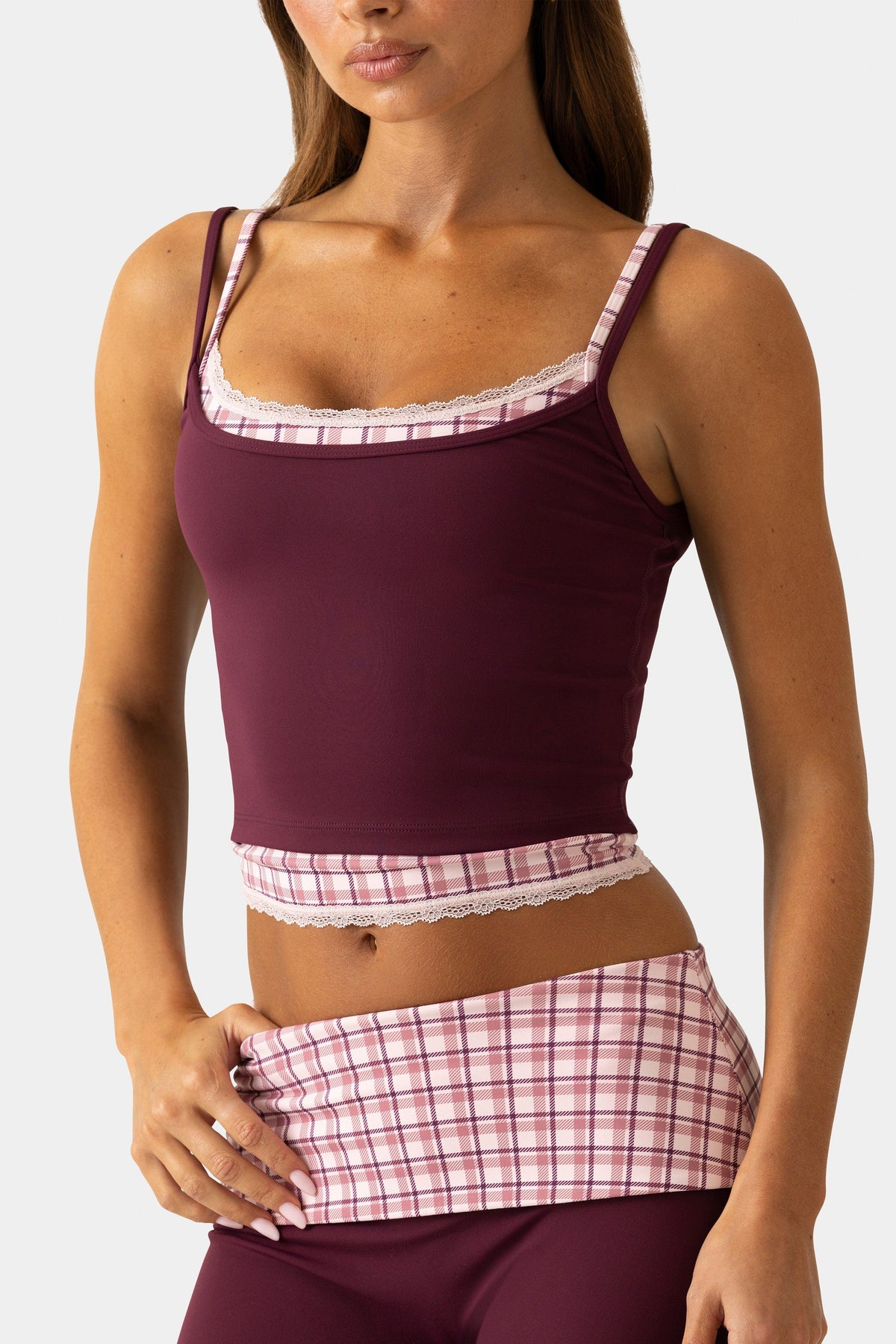 Soft Active Double-layer Tank Top In Burgundy