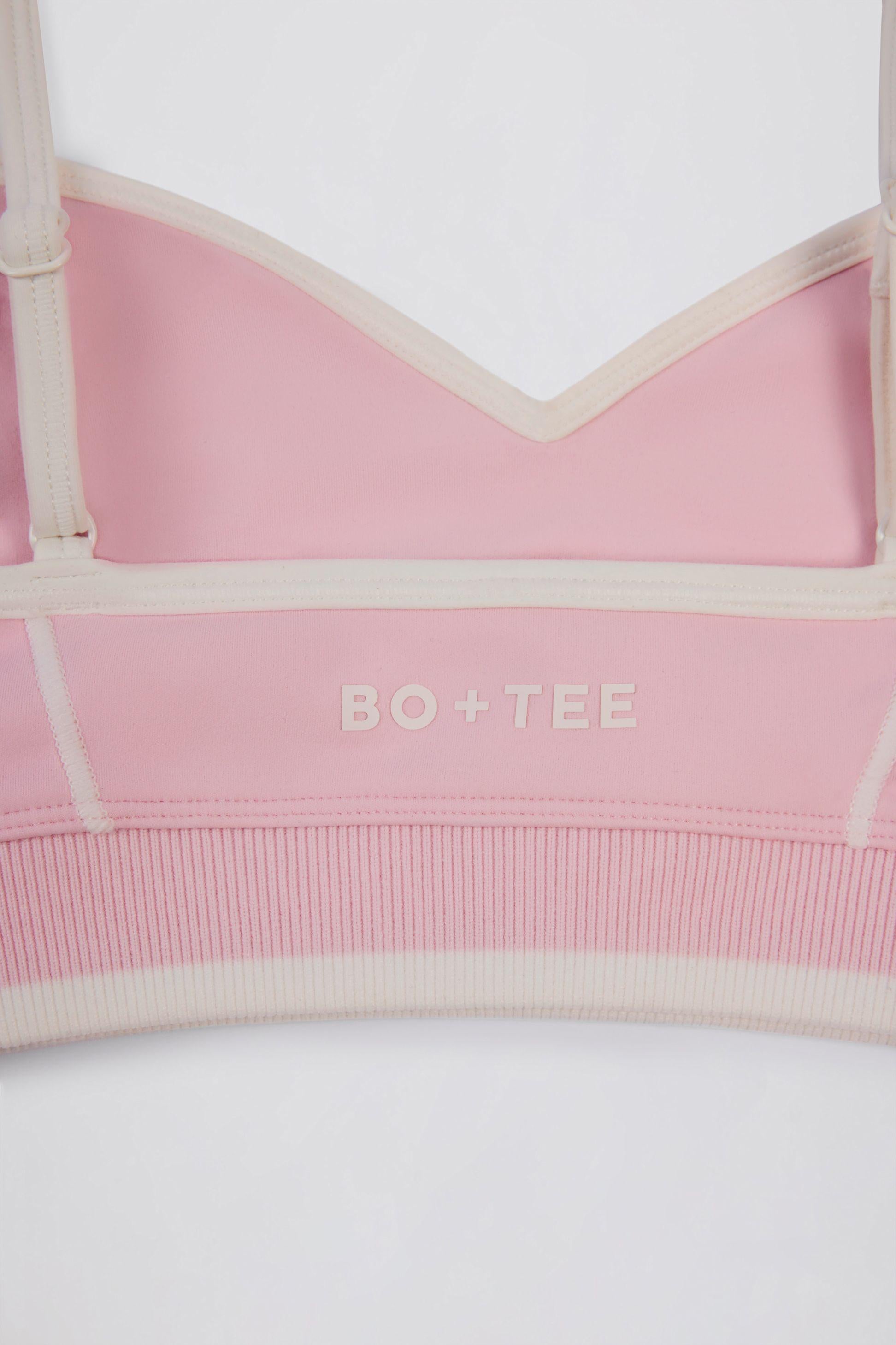 Soft Active Sweetheart-neck Contrast Sports Bra In Powder Pink