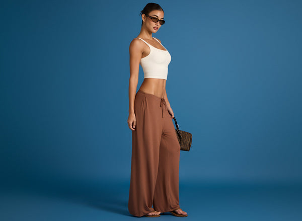 Buttercloud™ Tie-waist Wide-leg Trousers In Cocoa