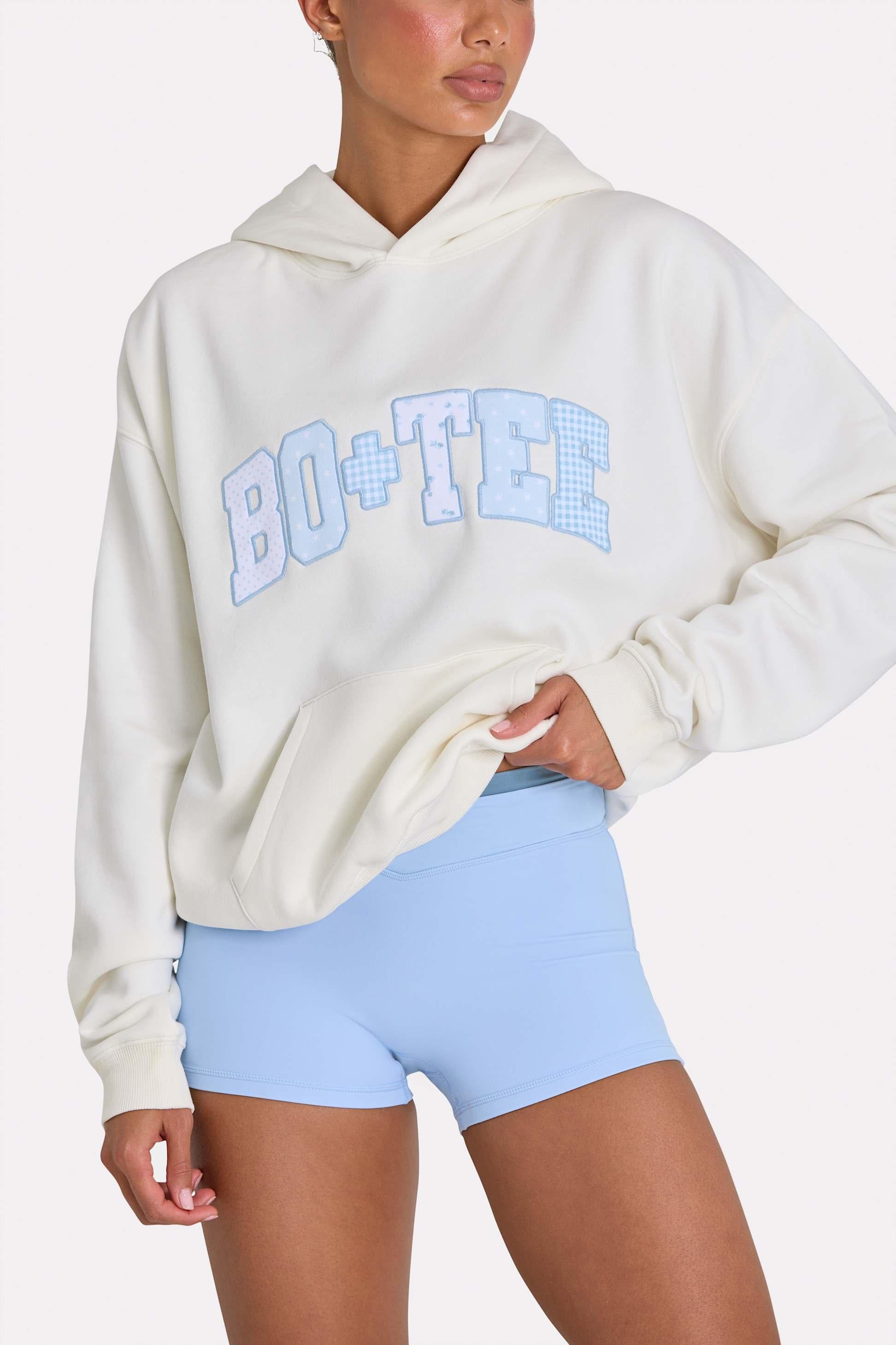 Oversized Applique Hoodie In Coconut
