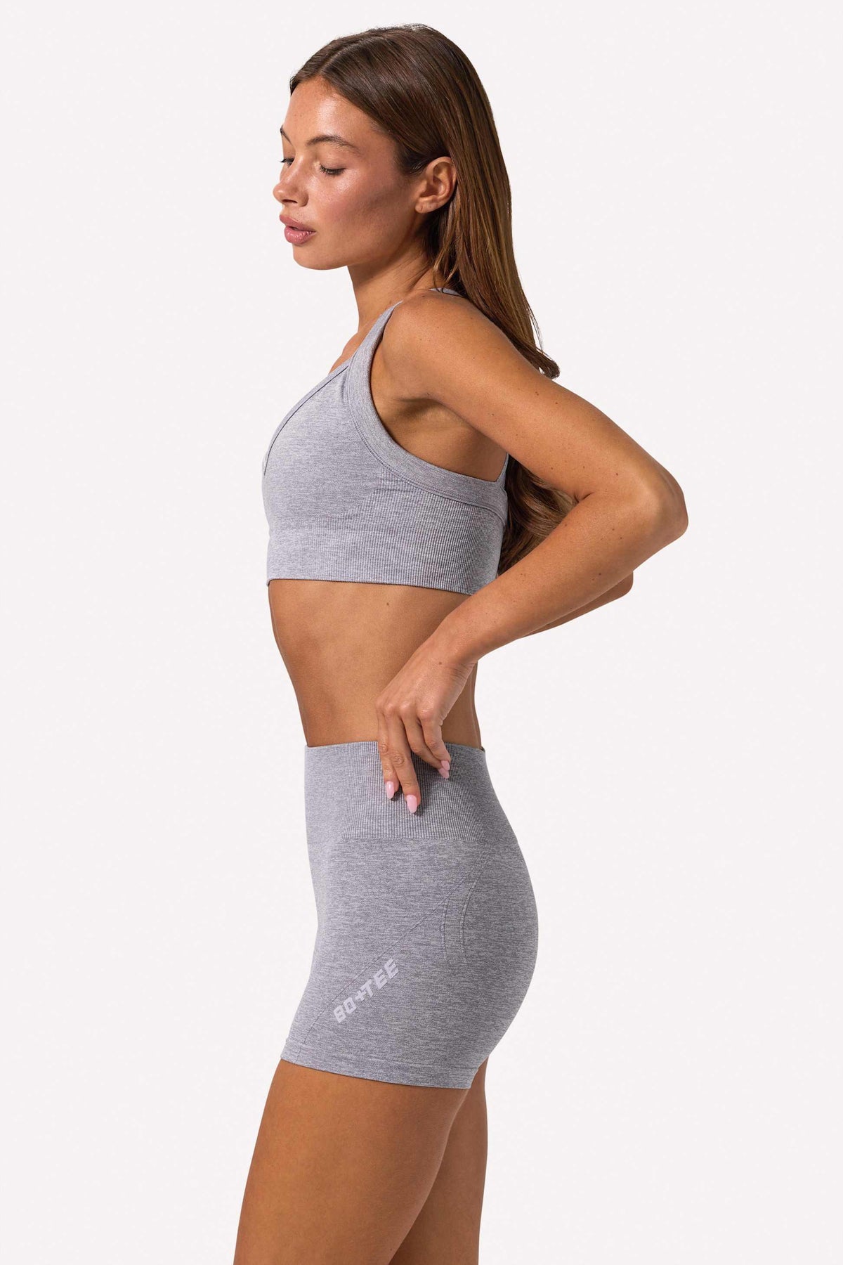 Super Sculpt Seamless Crossback Sports Bra In Grey Marl