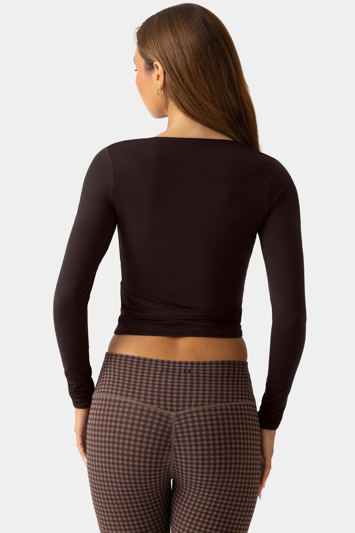 Soft Jersey Wrap Top In Espresso