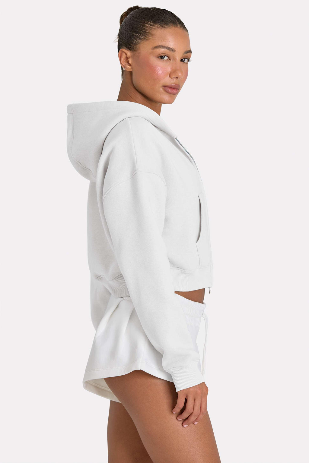 Oversized Zip-up Hoodie In Coconut