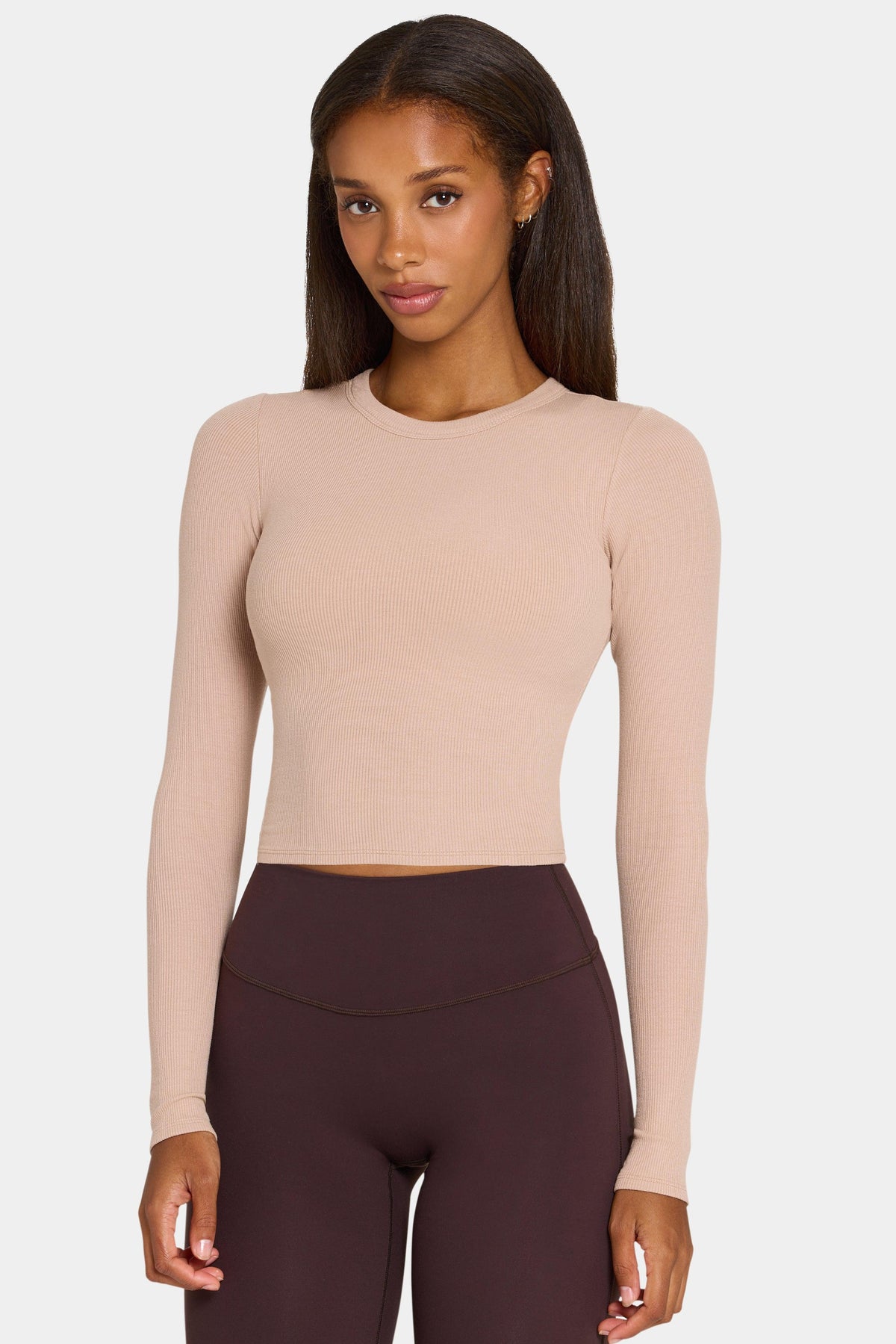 Buttercloud™ Long-sleeve Crop Top In Oatmeal