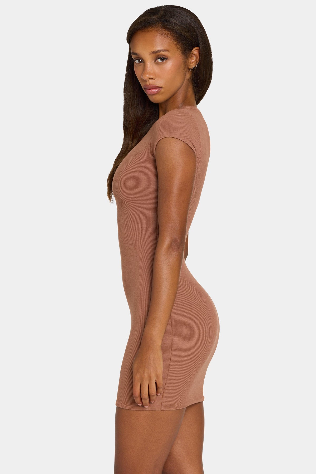 Buttercloud™ Cap Sleeve Mini Dress In Cocoa