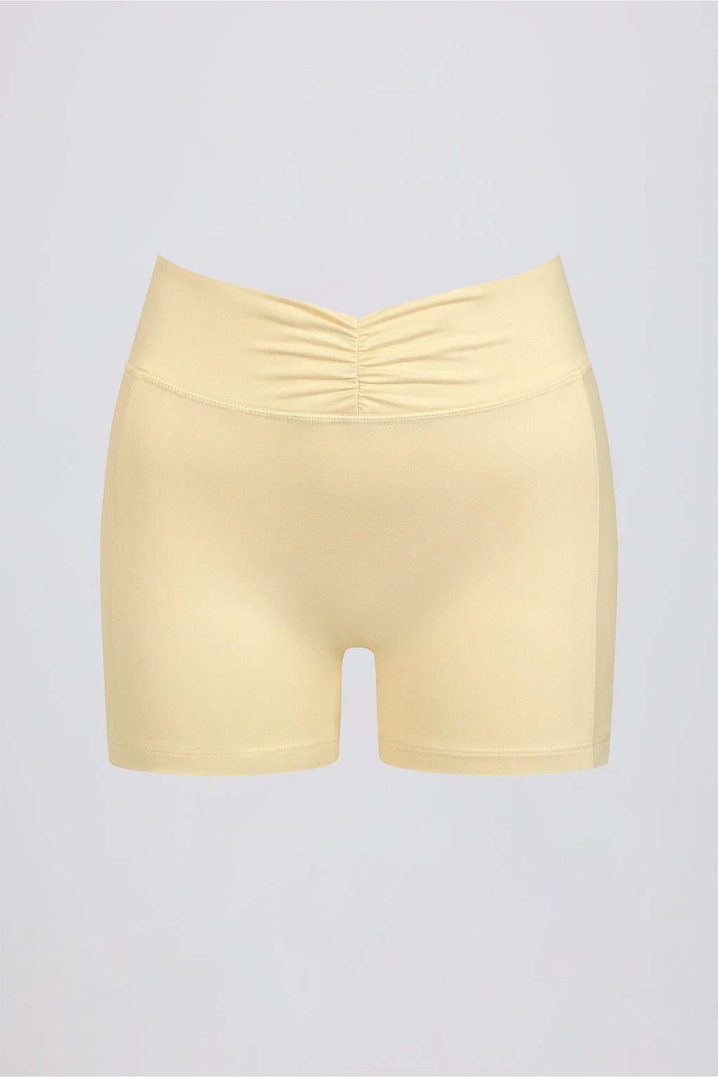 Ruched Mini Shorts In Lemon Marl