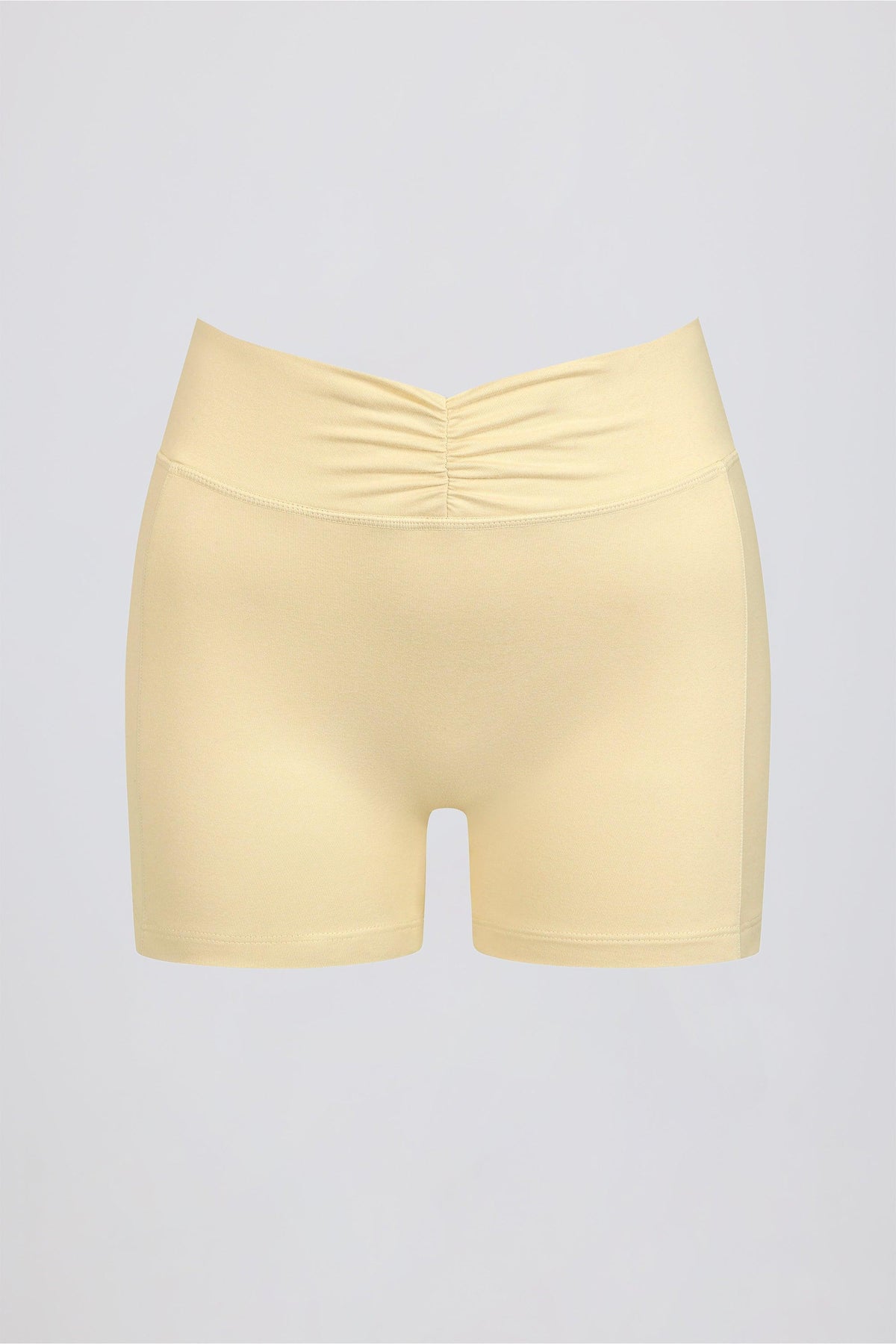 Ruched Mini Shorts In Lemon Marl