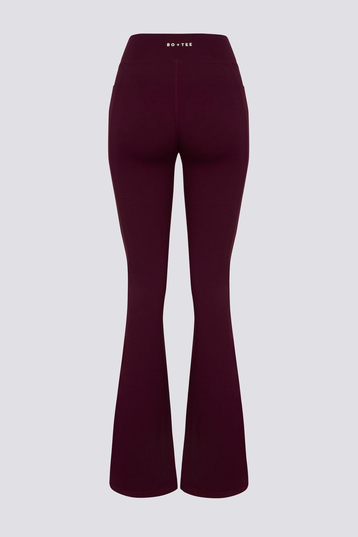 Soft Active V-waist Pocket Flared Leggings In Burgundy