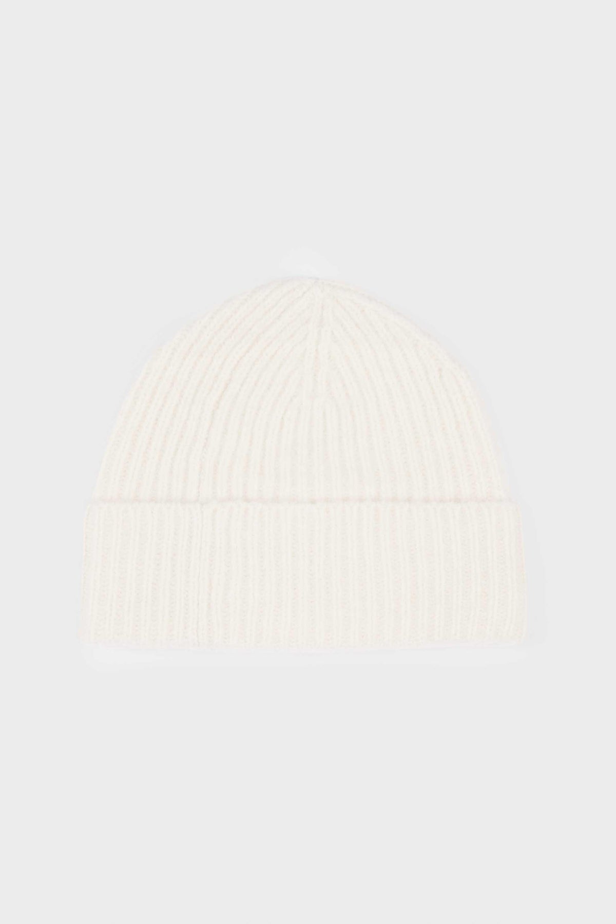 Ribbed Knit Beanie Hat In Ivory