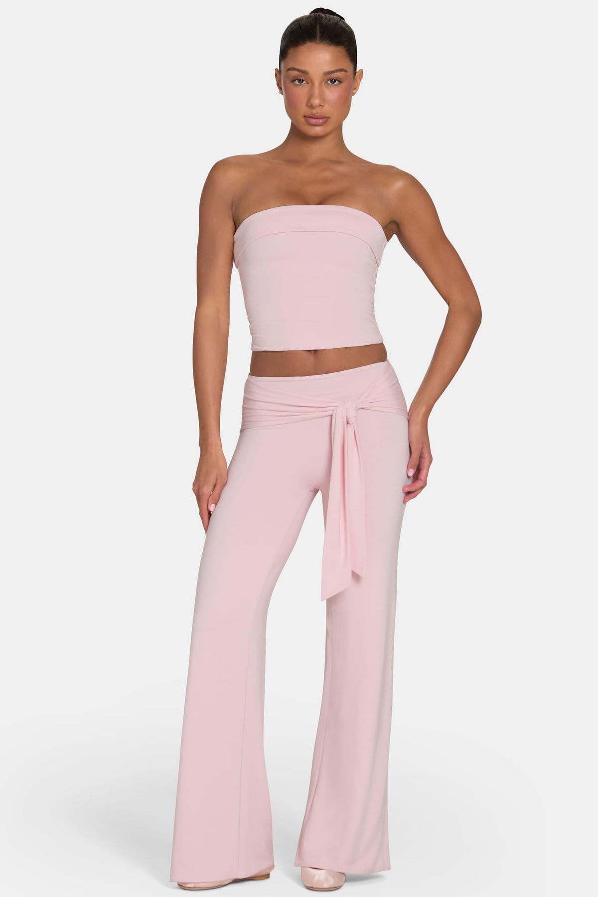 Buttercloud™ Tie-waist Wide-leg Trousers In Blush