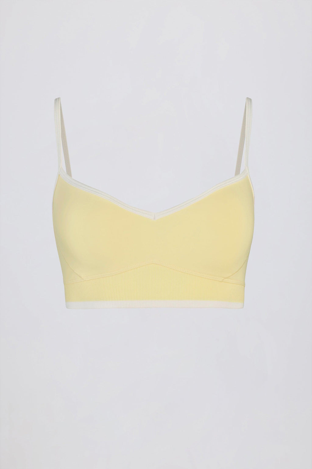Soft Active Sweetheart-neck Contrast Sports Bra In Lemon