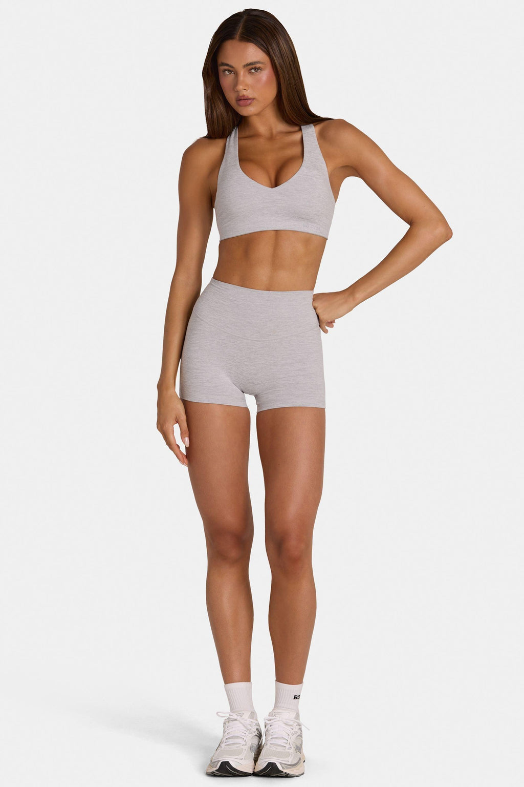 Soft Active Mini Shorts In Grey Marl