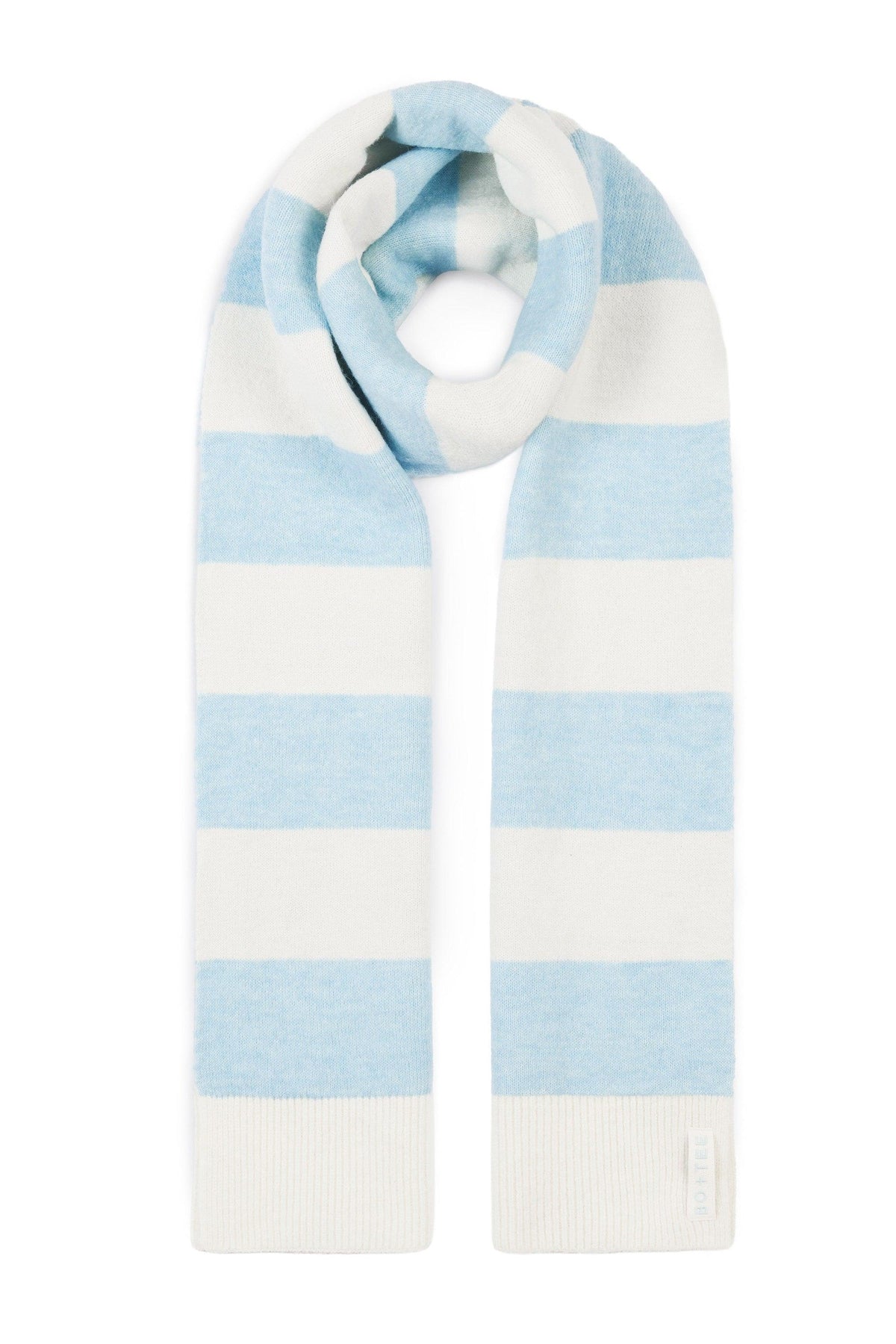 Knit Striped Scarf In Powder Blue