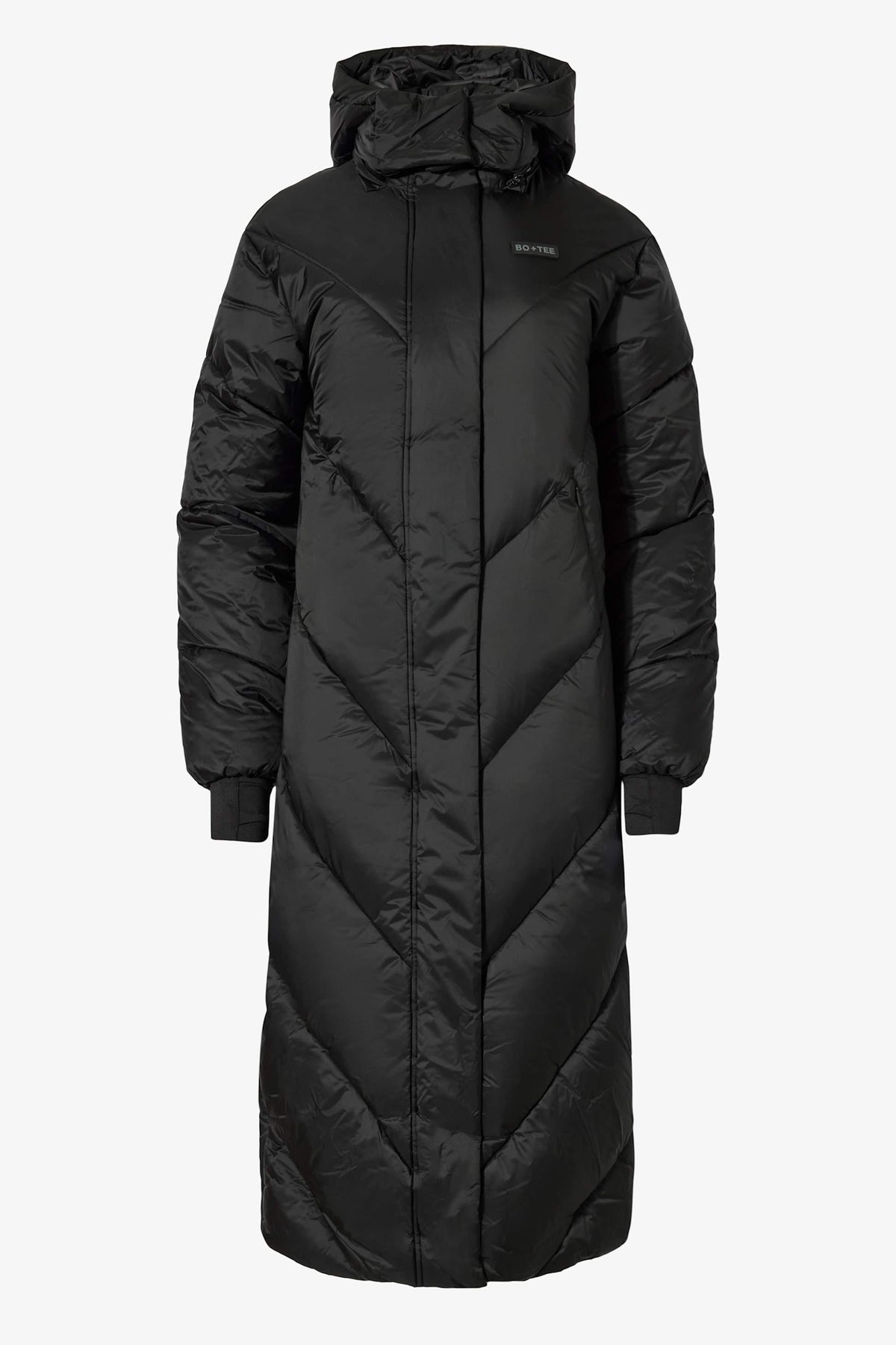 Waterproof Hooded Long Parka Coat In Black