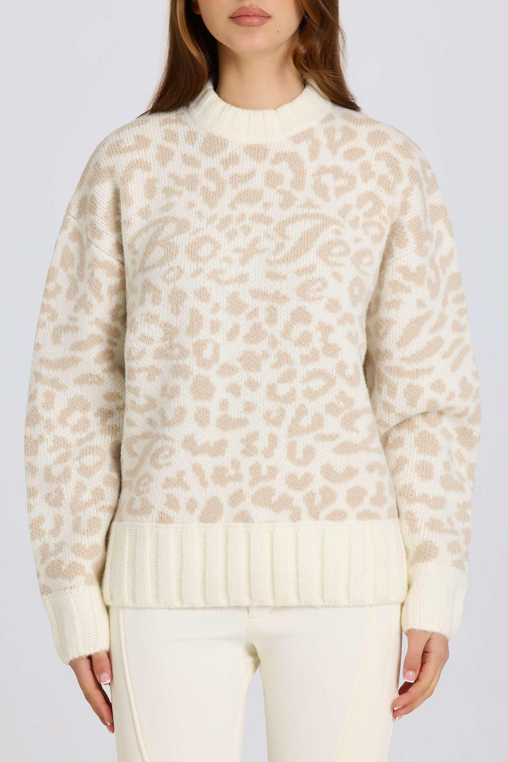 Jacquard-knit Oversized Jumper In Ice