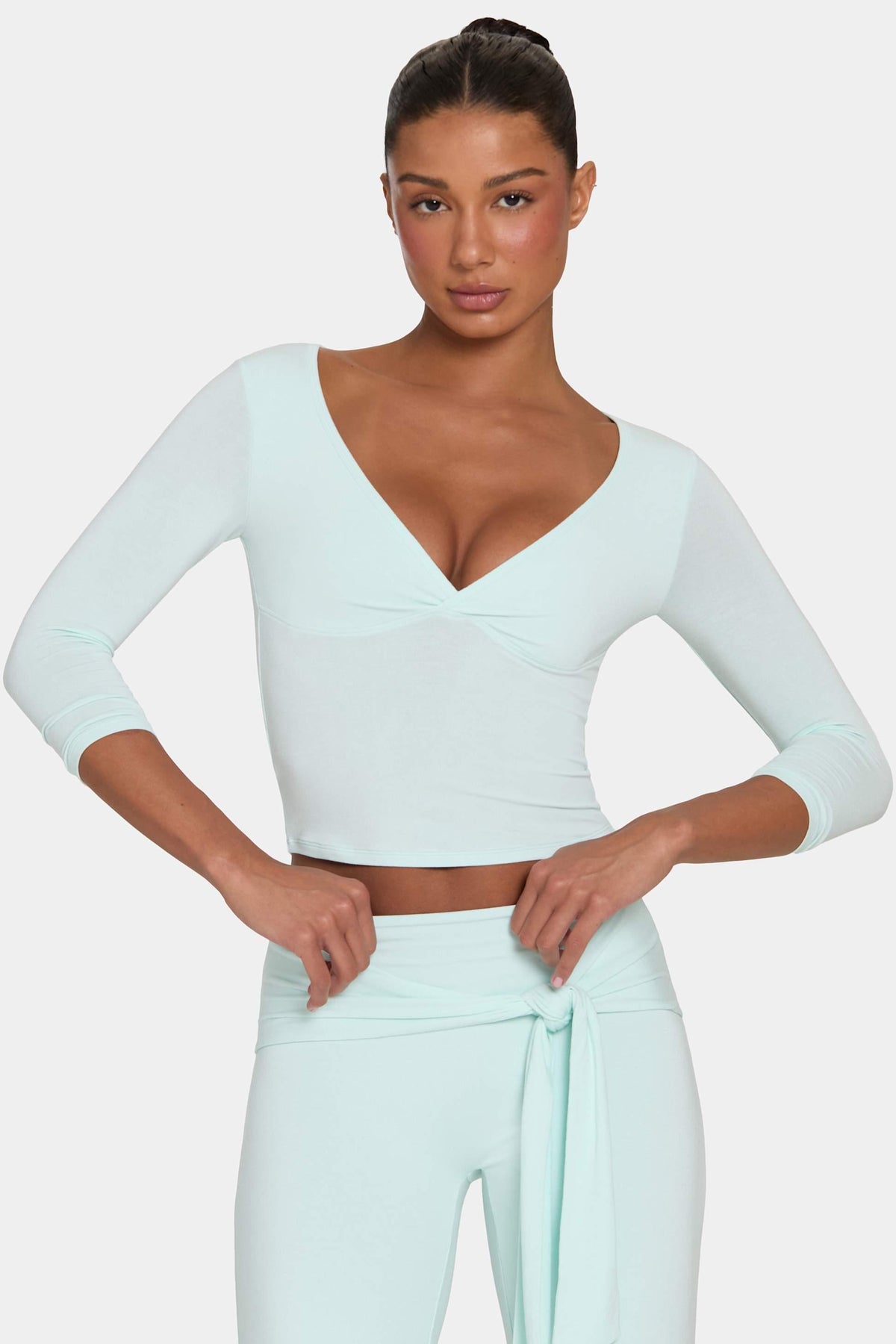 Buttercloud™ 3/4 Sleeve Top In Peppermint