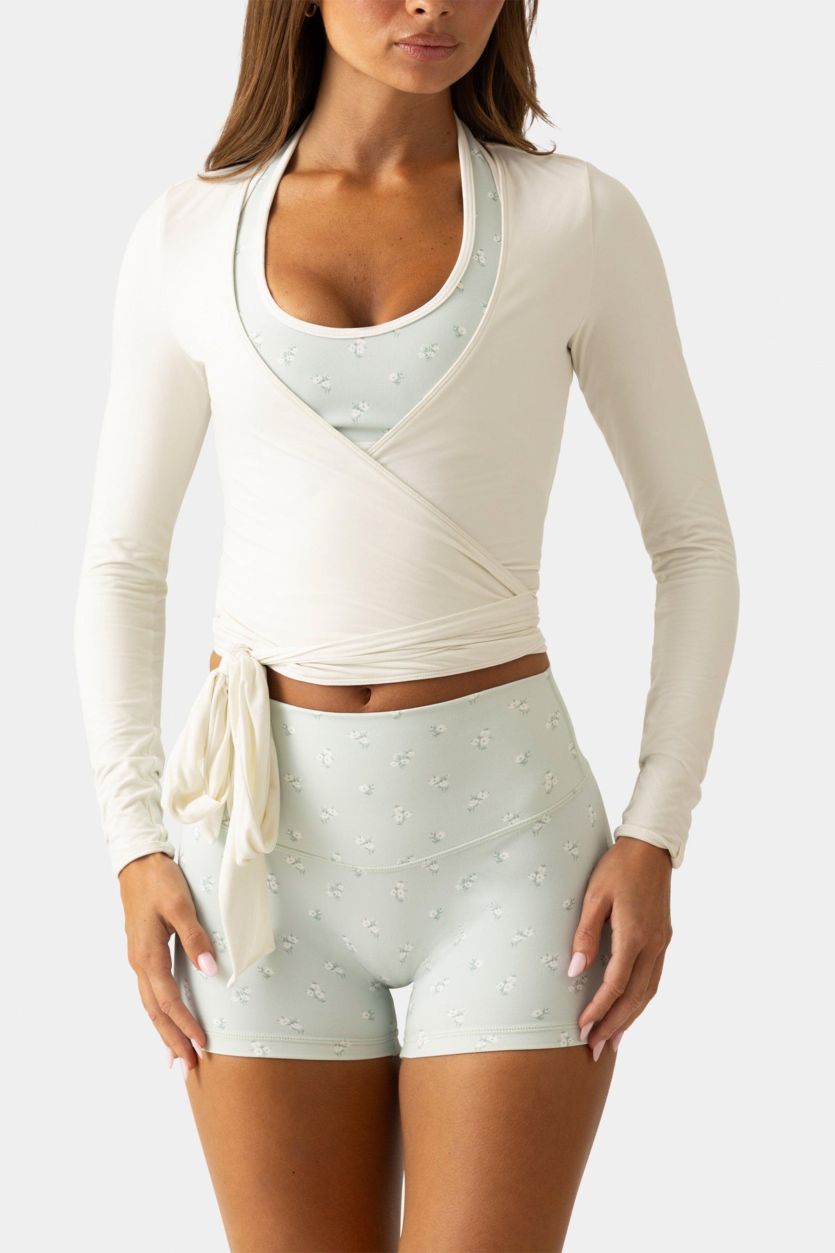 Soft Jersey Wrap Top In Coconut