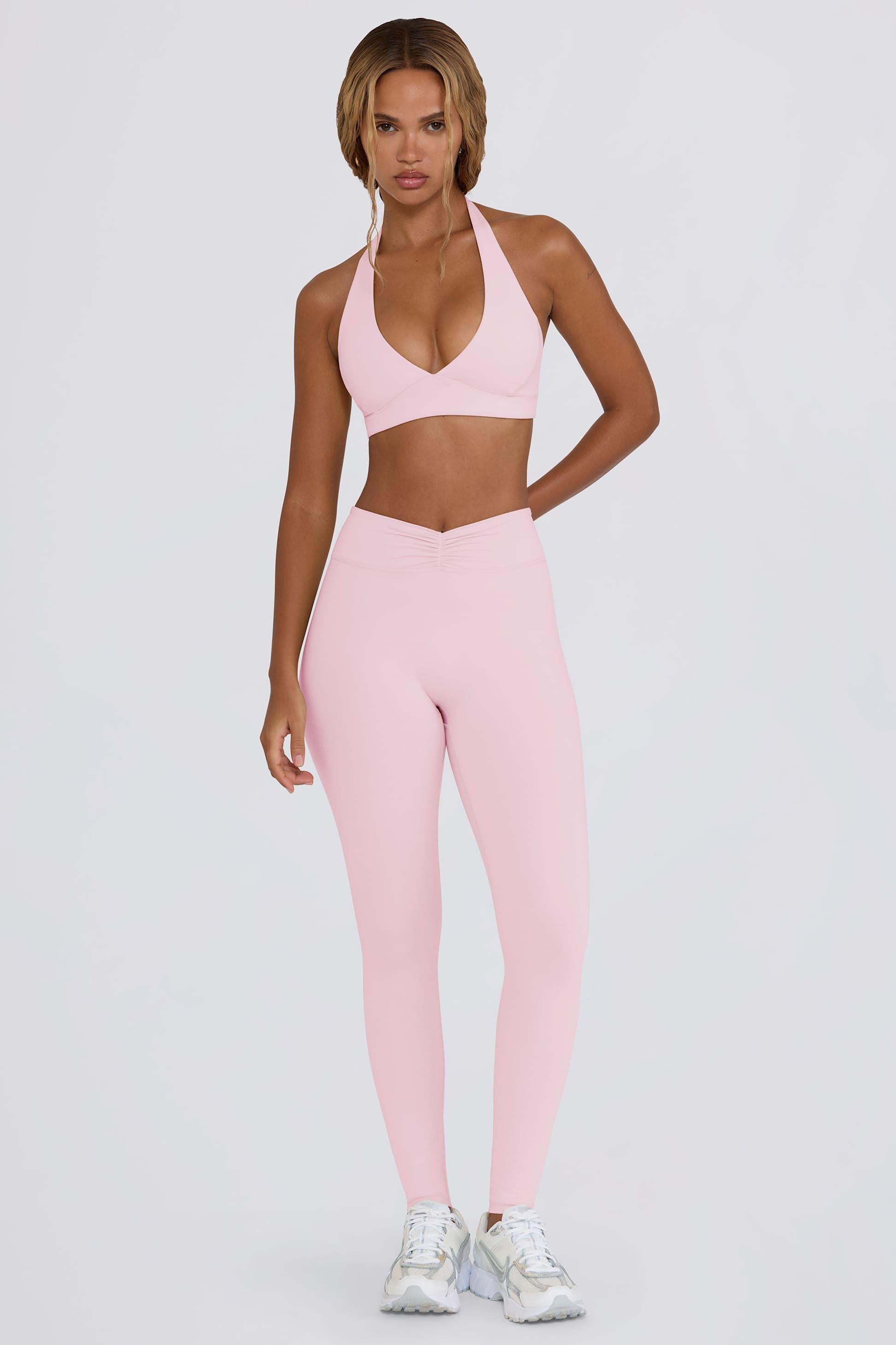 Brushed Jersey Ruched Mid-rise Leggings In Bloom