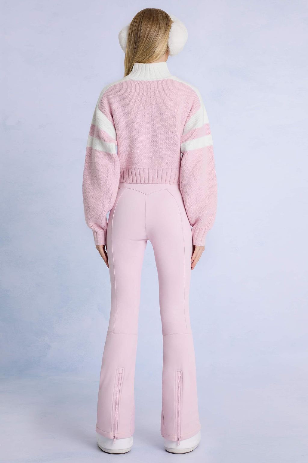 Waterproof Belted Ski Salopettes In Powder Pink