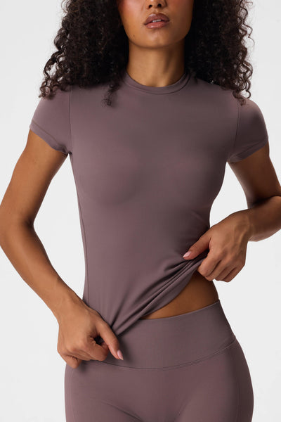 Soft Active Short Sleeve Top In Stone