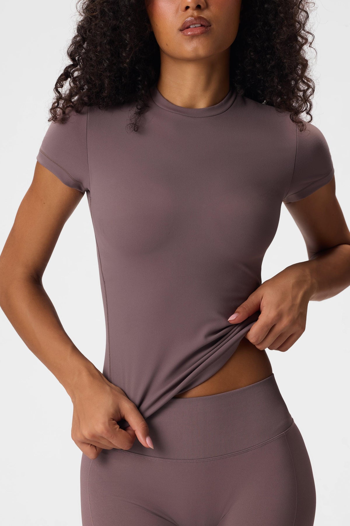 Soft Active Short Sleeve Top in Stone