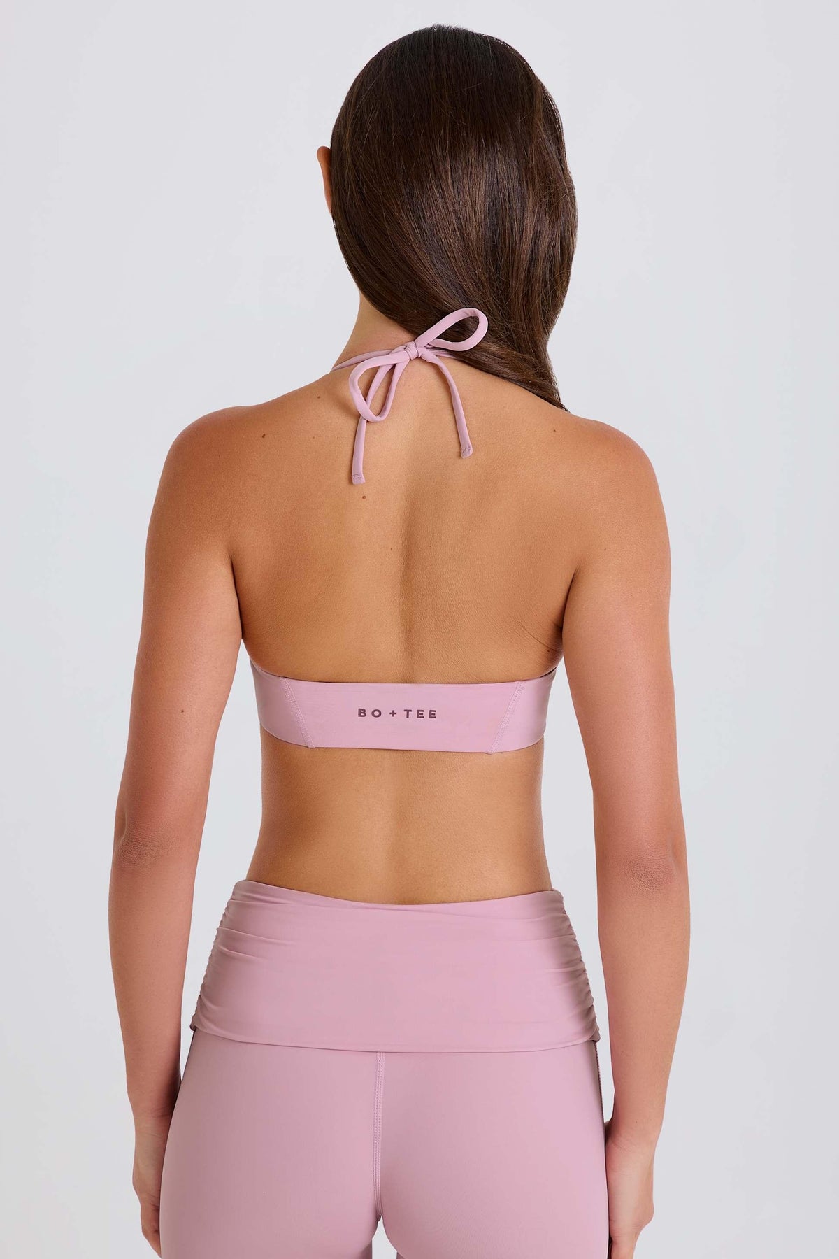 Scoop-neck Halterneck Sports Bra In Mauve