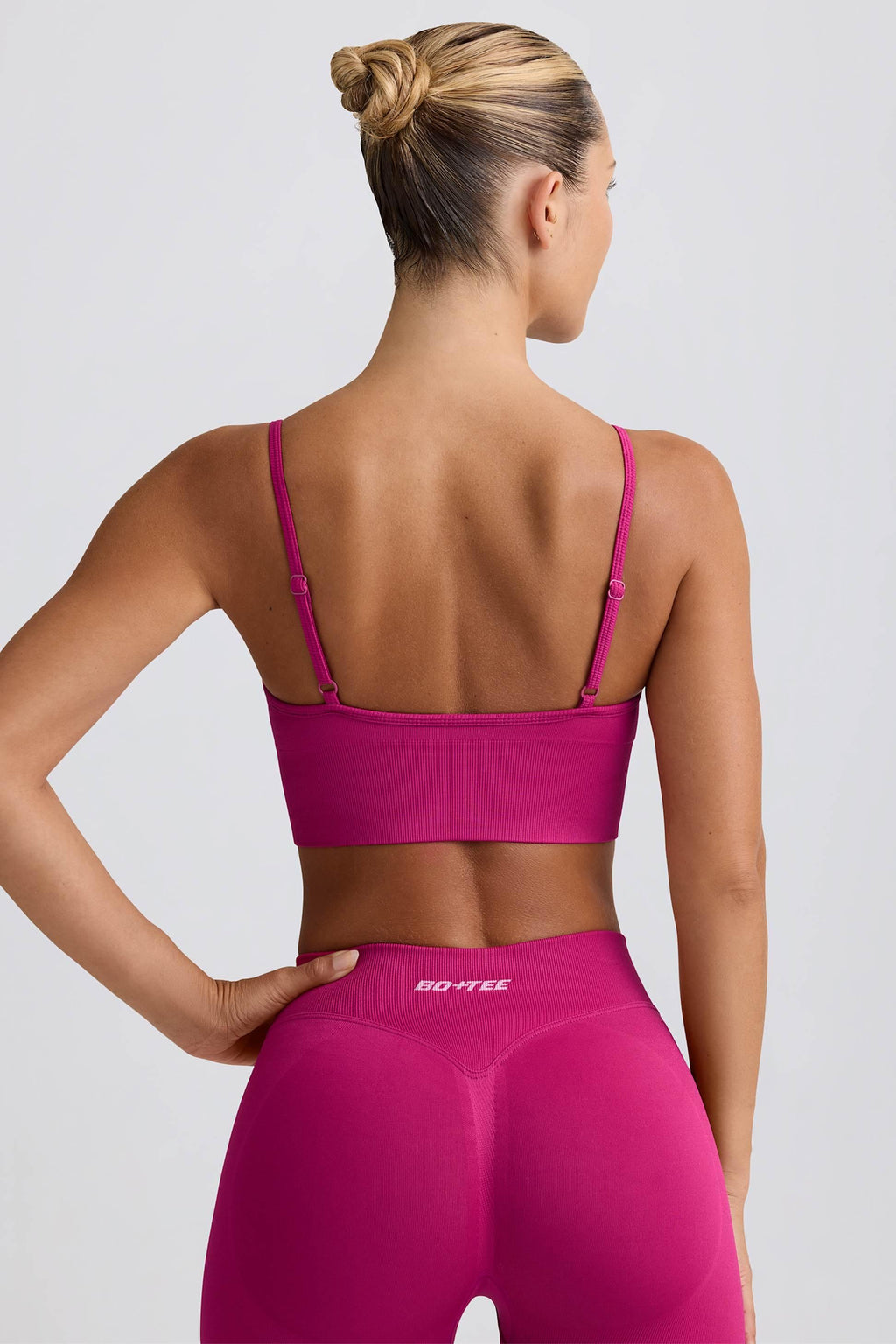 Define Luxe V-neck Sports Bra In Berry
