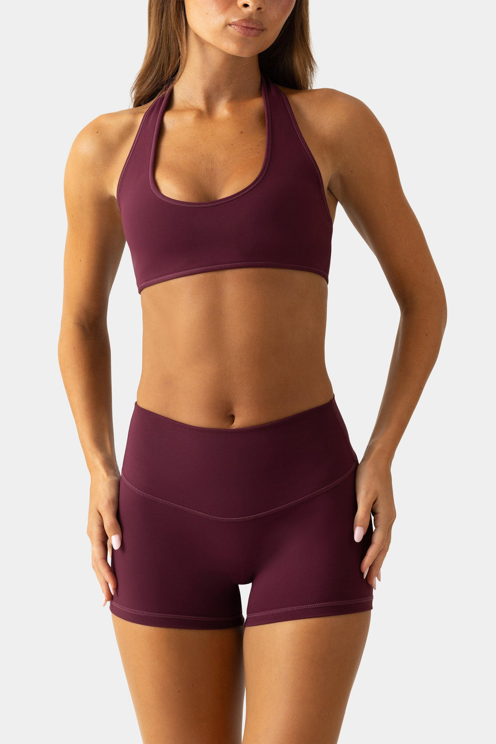 Soft Active Mini Shorts In Burgundy