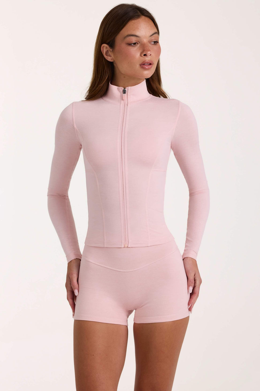 Soft Active Zip-up Jacket In Blush Marl