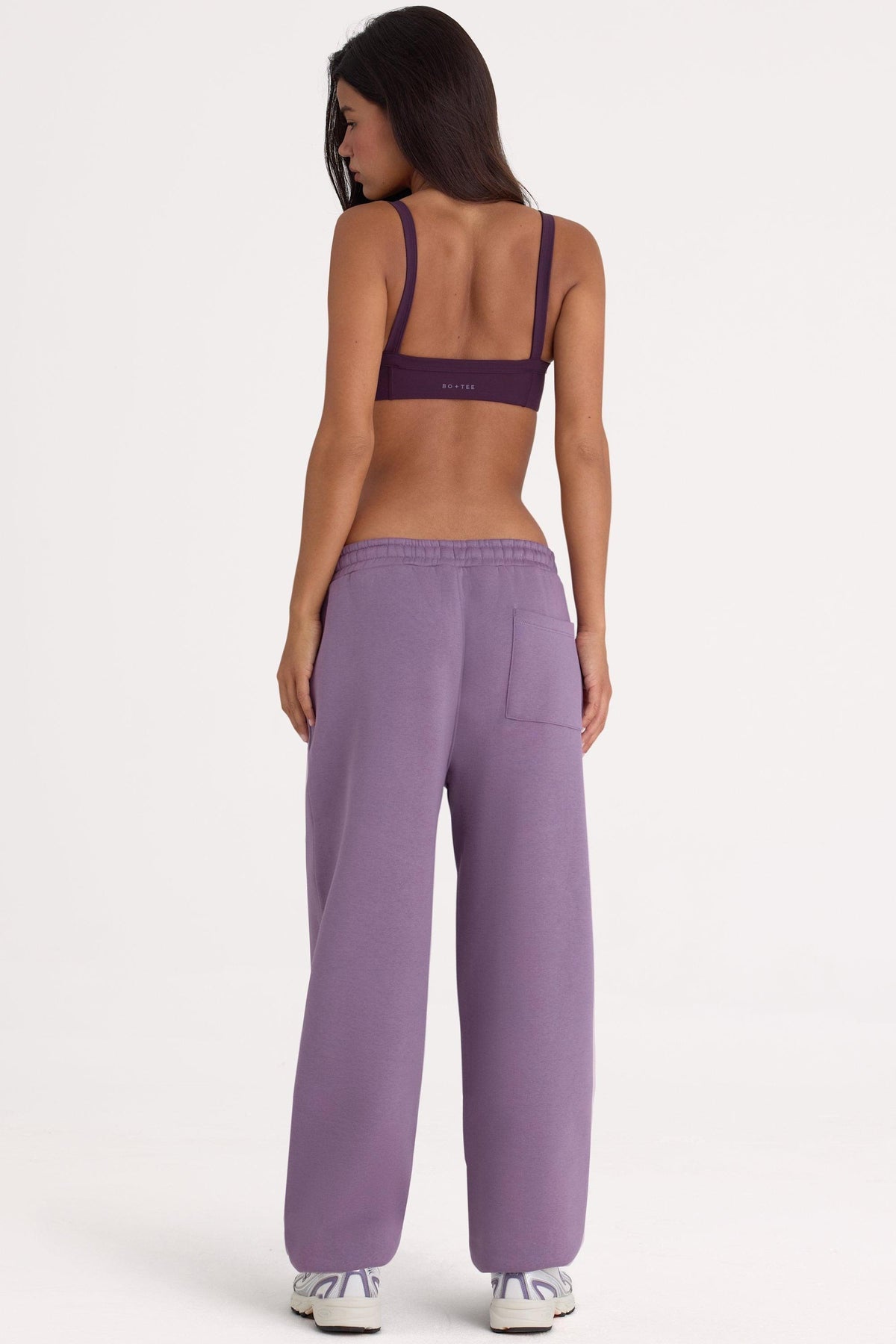 Brushed Jersey Mid-rise Relaxed Joggers In Dusk