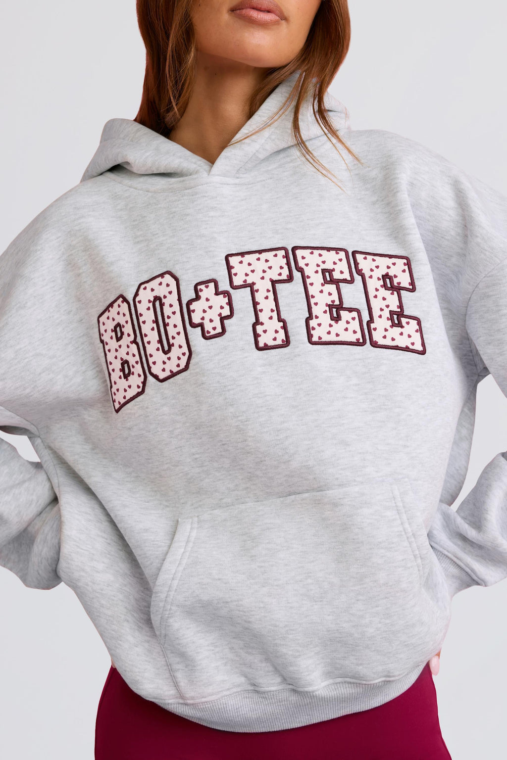 Oversized Applique Hoodie In Grey