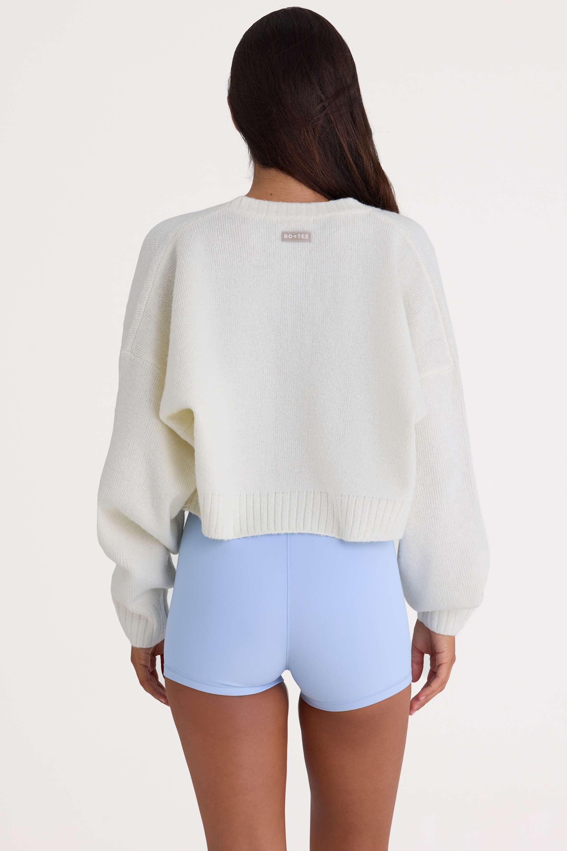 Knit Cropped Cardigan In Ivory