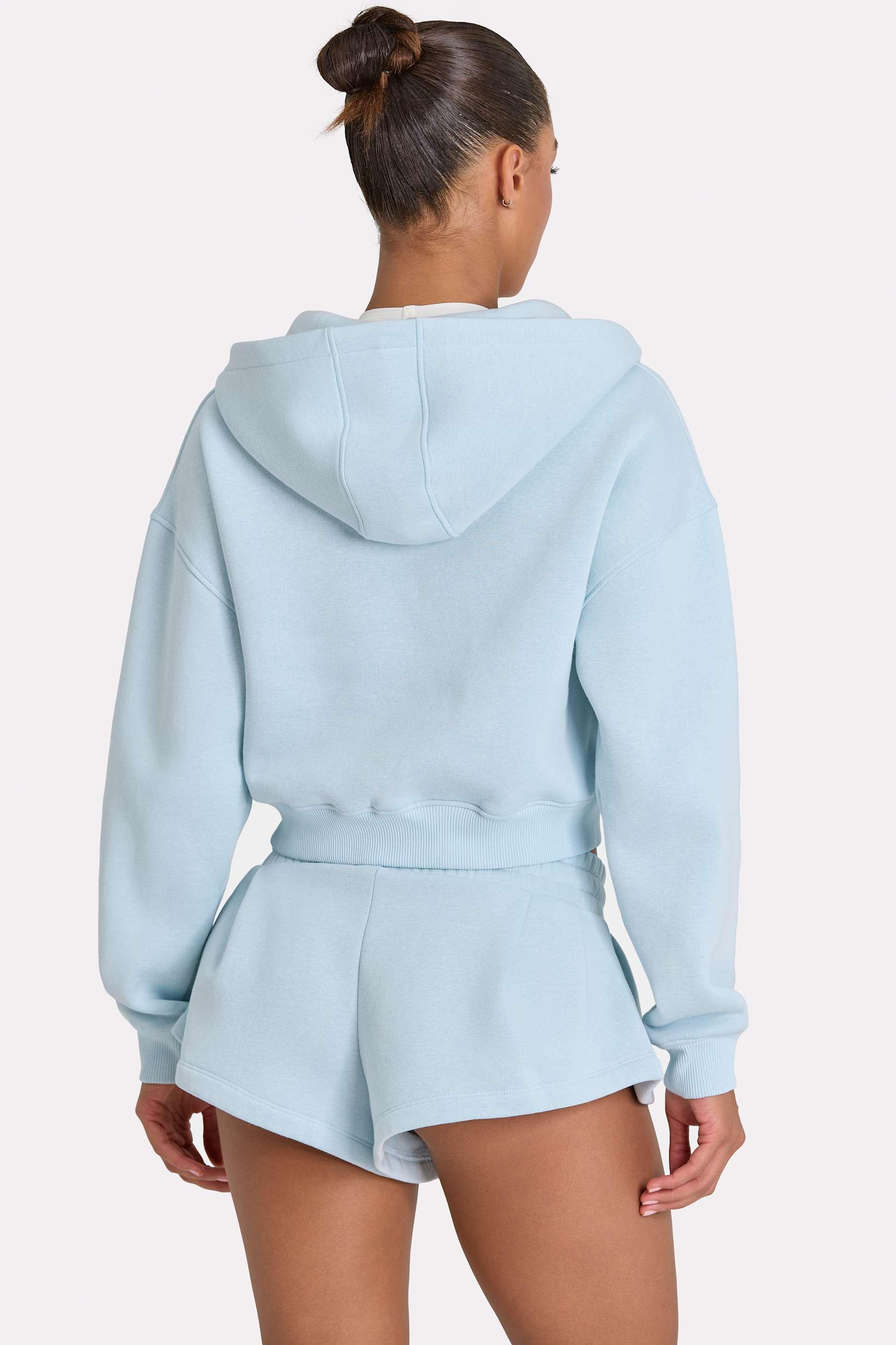Oversized Zip-up Hoodie In Powder Blue