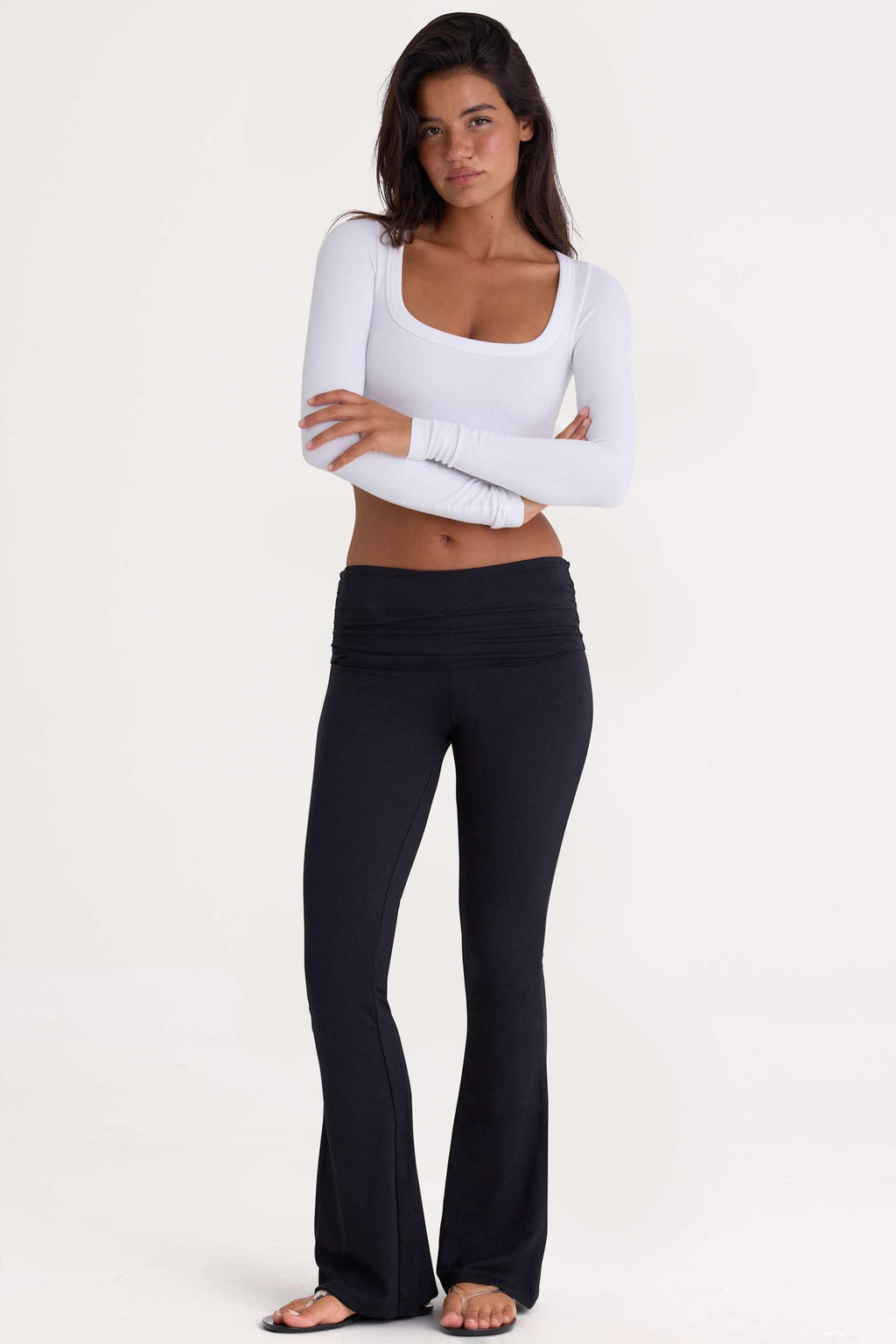 Seamless Soft Rib Cut-out Crop Top In White