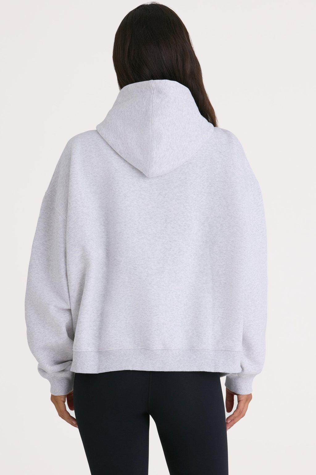 เสื้อฮู้ดผ้าฟลีซผ้าฝ้ายนุ่มขนาดใหญ่ สีเทามาร์ล