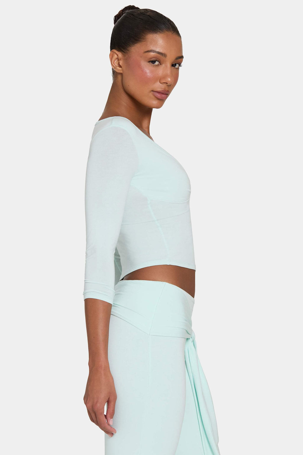 Buttercloud™ 3/4 Sleeve Top In Peppermint