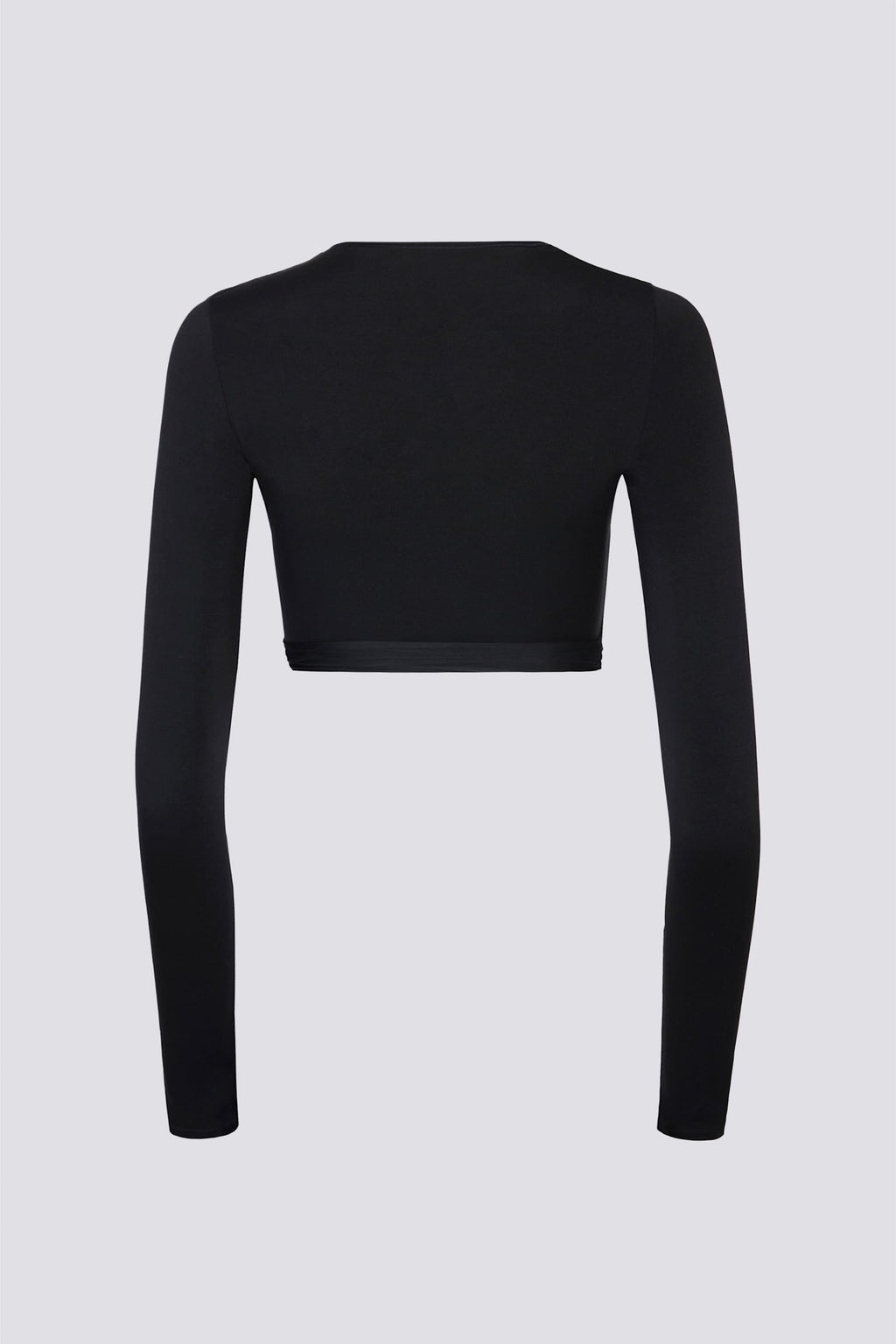 เสื้อครอปท็อปเจอร์ซี่นุ่ม สีดำ