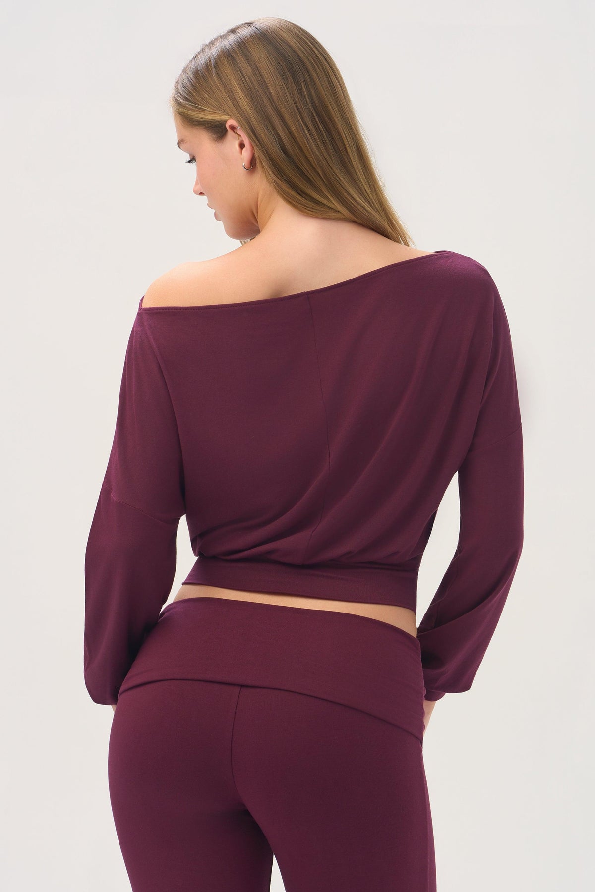 Buttercloud™ Slouchy Off-shoulder Top In Plum