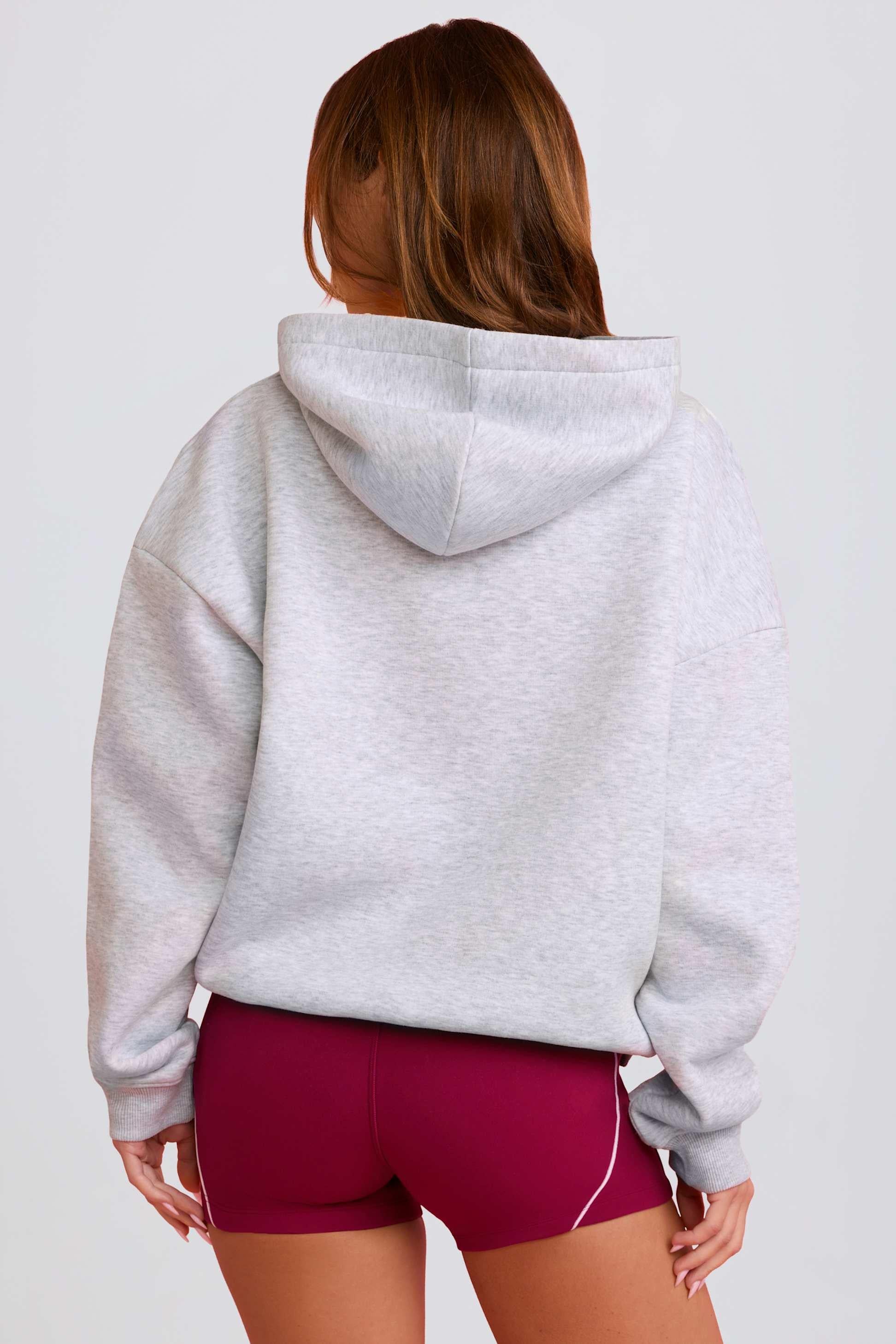 Oversized Applique Hoodie In Grey