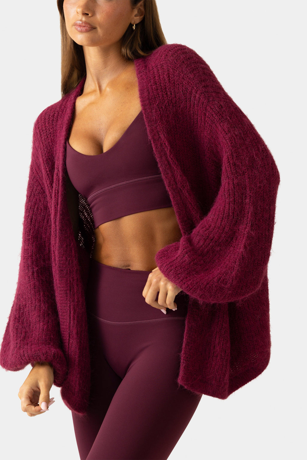 Soft Knit Cardigan In Plum
