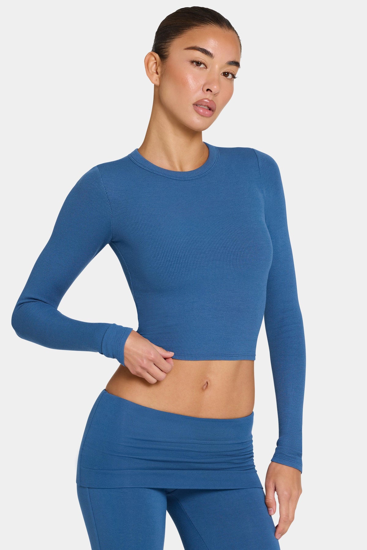 Buttercloud™ Long-sleeve Crop Top In Marine