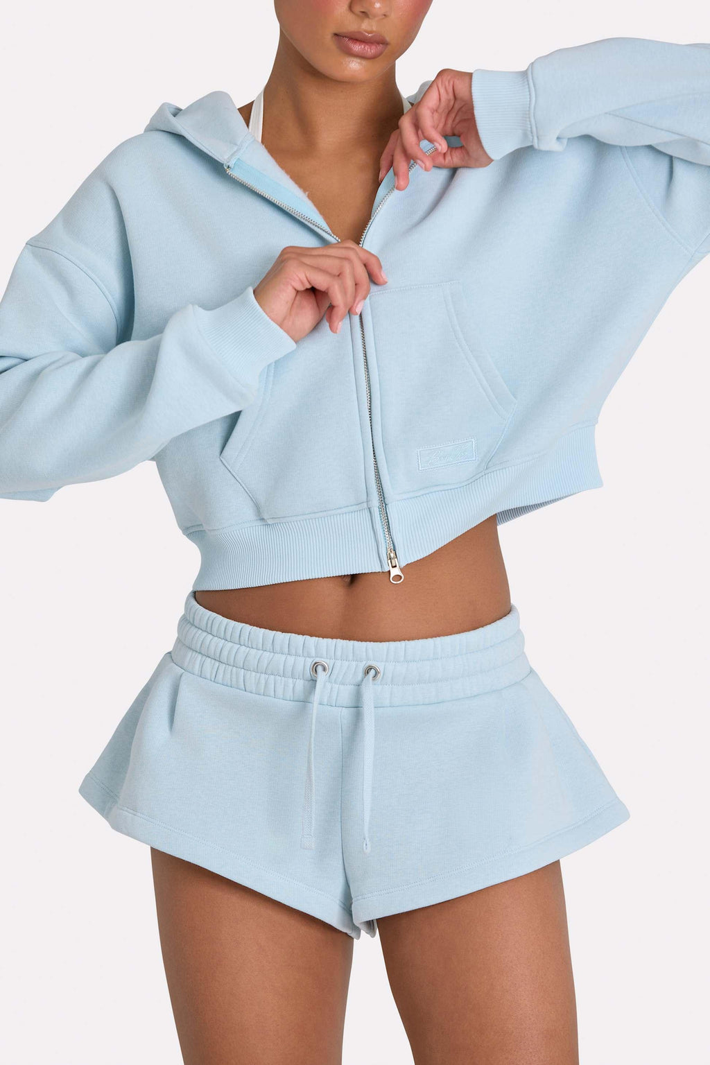 Mid-rise Mini Shorts In Powder Blue