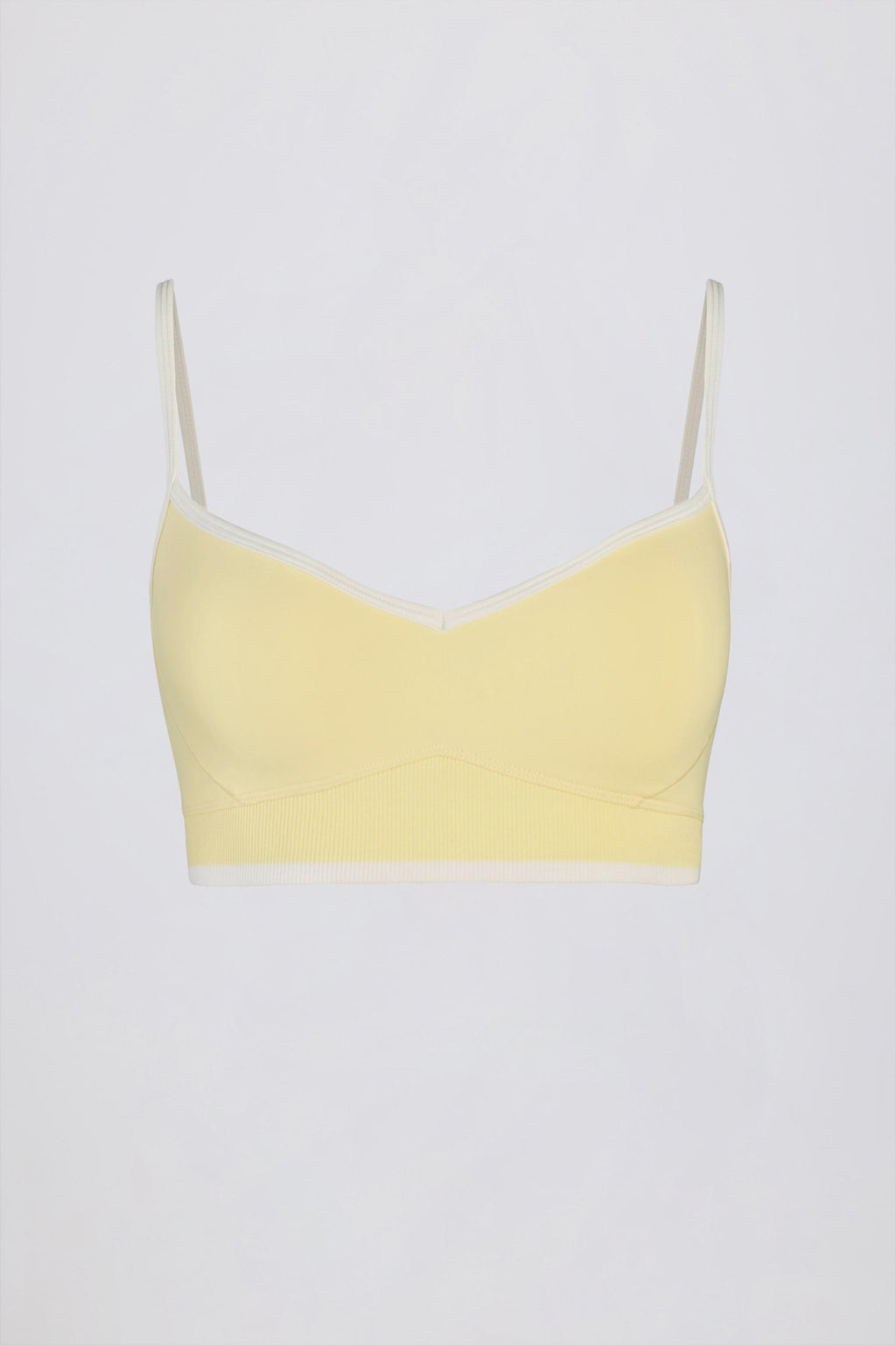 Soft Active Sweetheart-neck Contrast Sports Bra In Lemon