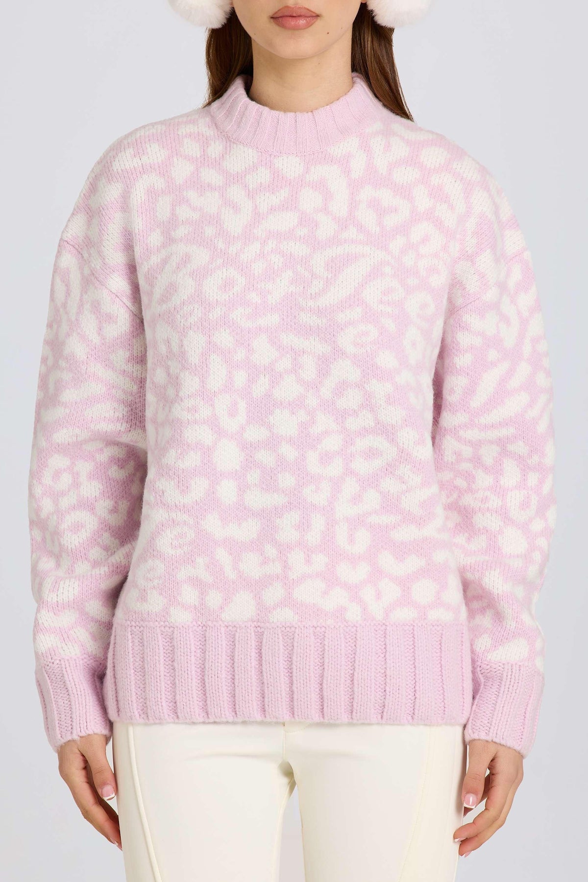 Jacquard-knit Oversized Jumper In Pink